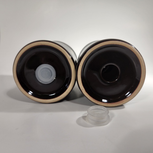 Pair Pfaltzgraff Salt & Pepper Shakers Glossy Black Southwest Color Block - Picture 4 of 6